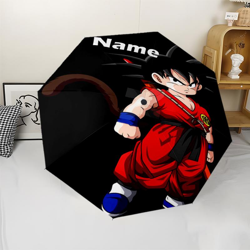 Custom Name Dragon Ball Theme Automatic Umbrella, Lightweight & Portable, 8 Rib, Perfect for Outdoor Travel, Birthdays, Christmas, Gifts.