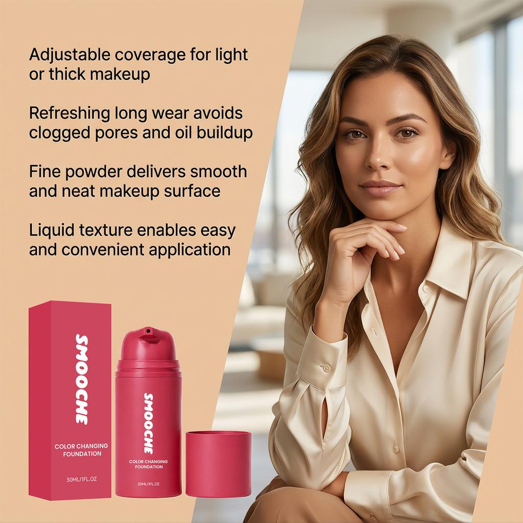 Color-Changing Foundation Lightweight Texture Gentle On Skin Smooth Blend Hydrating Non-Sticky Daily Long-Lasting Finish