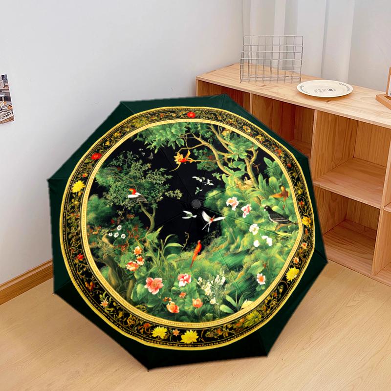 1 PC Automatic Folding Umbrella - Macaw Pattern, Portable & Foldable Design with 8 Ribs, Christmas Birthday Gifts