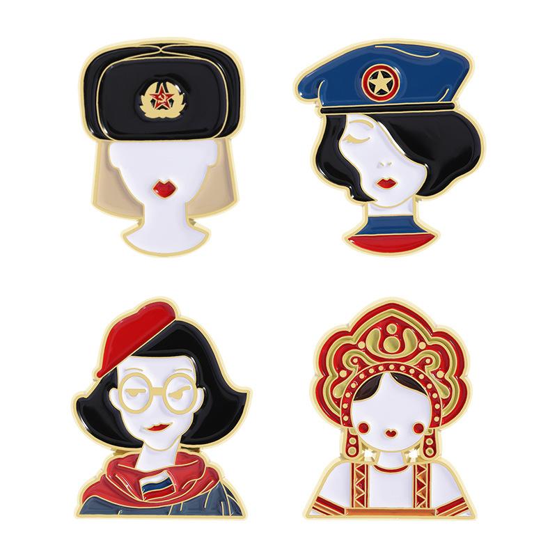 3/4Pcs Personalized  Nesting Doll Shaped Brooch Clip Creative Cartoon Commemorative Metal Jewelry Accessory Badge