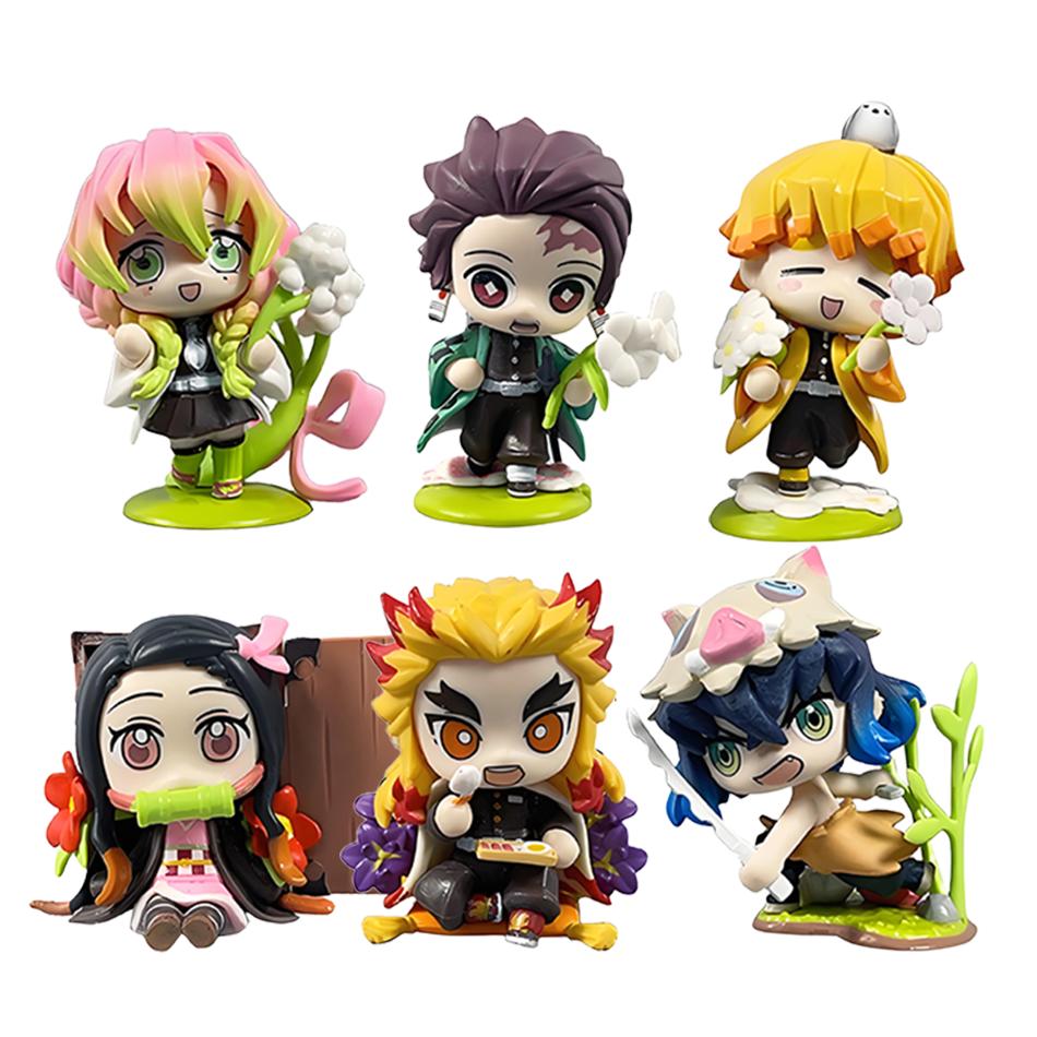 Q-Version Dämonentöter Anime Sitzende Geisterpuppe Tanjiro Nidouzi Inosuke Zenizu Puppe Action-Modell Spielzeug Weihnachtsgeburtstagsgeschenk