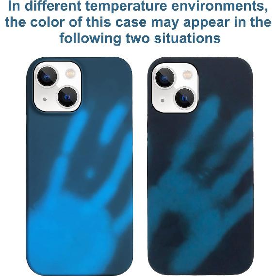 Omio Kompatibel mit iPhone 14 Farbwechselnde Schutzhülle, Thermosensorhülle Wärmesensor Induktion Fluoreszierend Temperaturmessung Kreativ