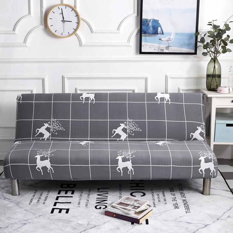 Armless Sofa Bed Cover Spandex Stretch Futon Slipcover Elastic Full Folding Couch Sofa Shield Fitted Full Folding Sofa Slipcover
