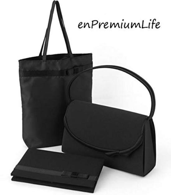 [enPremiumLife] Formale Tasche, Schwarz (Set aus 3 Stück, Rund)