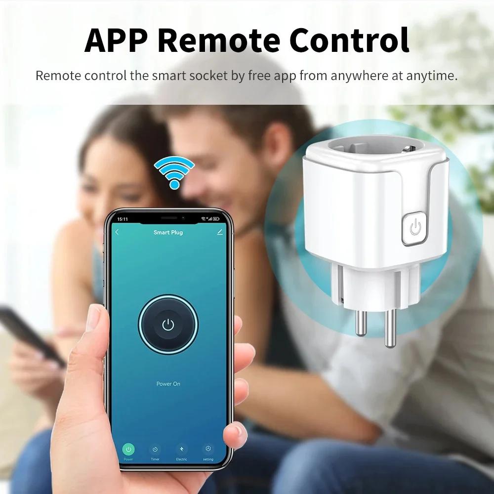 20A Smart Plug WiFi Socket EU Outlet With Power Monitor Timing Function Tuya Smart Life APP Control Works With Alexa Google Home