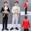 Child Prince Royalty Halloween Costume Boy Gold Flower Cospaly Clothes King