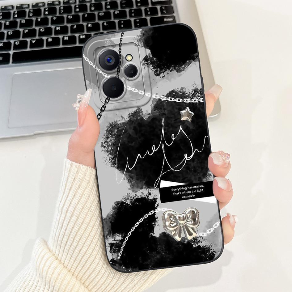 For Realme 9i Case Cool Fashion Flower Marble Sunset Soft Liquid Silicone Lens Protective Cover For Realme 9i 5G Realme9i Bumper