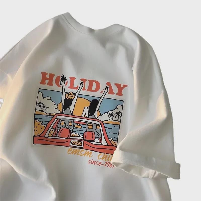 Pánské letní volné ležérní tričko v korejském stylu - Trendy top s krátkým rukávem