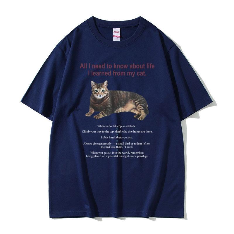 All I Need To Know about Life I Learned From My Cat Graphic Tshirt Unisex Women Cotton Oversized Tshirt Unisex Kawaii Cute T Shirt S