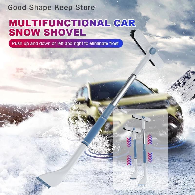 Multi-Purpose Auto Snow Scraper with Brush Scalable Detachable Frost And Snow Removal Tool for Windshields