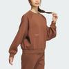 Adidas Solid Color Fleece Sports Casual Crew Neck Long Sleeve Sweatshirt Women Sweatshirt Brown IX6792