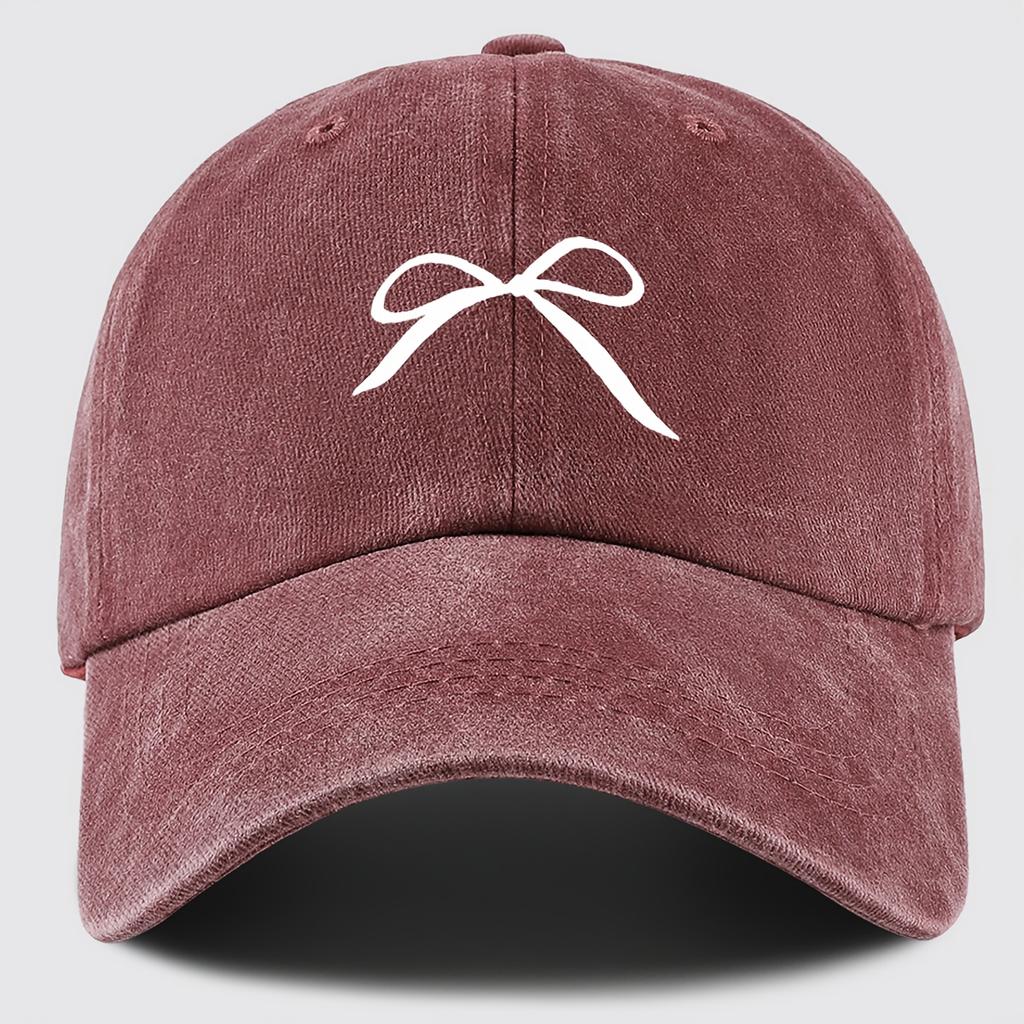 Line Bow Baseball Cap Trendy Fashion Retro Soft Top Hat Adjustable Sun Hat