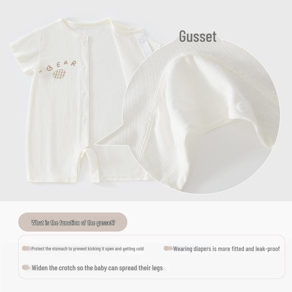 Baby Summer Short Sleeve Romper: Breathable, Soft, Tagless Pajamas