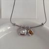Imitation Pearl Tigereye Stone Pendant Necklaces Geometric Collarbone Necklace  Women