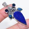 Dabīgs lapis lazuli, topāzs 925 proves sudraba rotaslietu kulons 2,36" n2e80