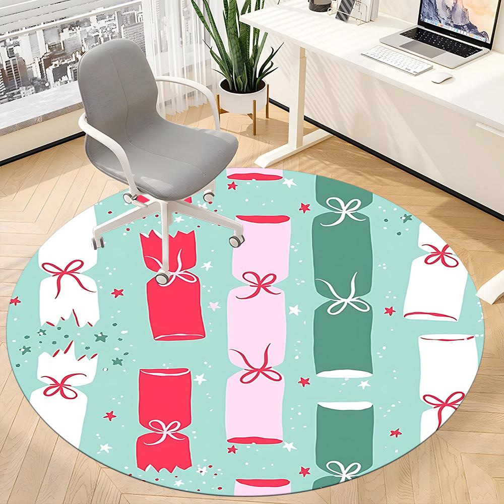 1pc Christmas crackers Office Round Rug, Non-slip, Soft and Durable Office Rug for Interior Decoration, Perfect for Office, Beautiful Decoration yy260