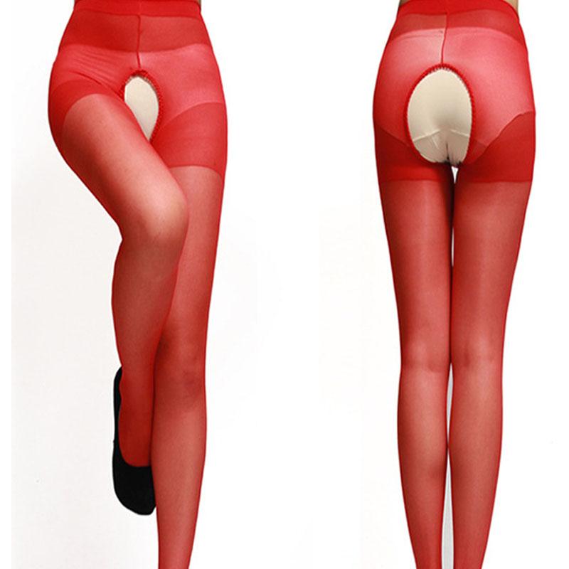 Sexy woman cortchless stockings lingerie ultra elastic Silk stockings Sheath Tight for Hot cuddly girl open crotch pantyhorse