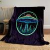 "UFO and Forest Cosmic Scene" Patterned Blanket, Flannel, Suitable for All Seasons, Home Decor, Warm and Cozy