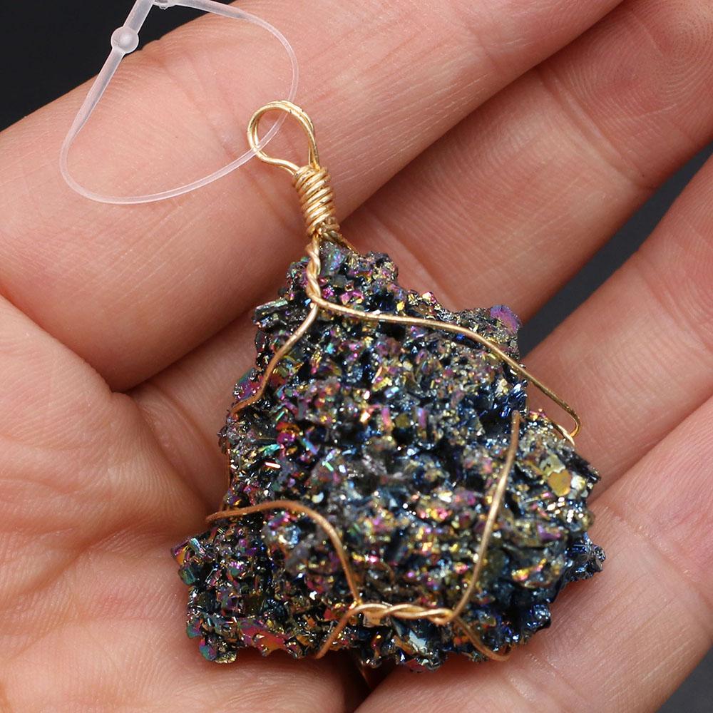 1Pc, Reiki Healing Crystal Pendant, Irregular Natural Stone Quartz Raw Stone Charms for Jewelry Making DIY Supplies, Energy Meditation Gifts