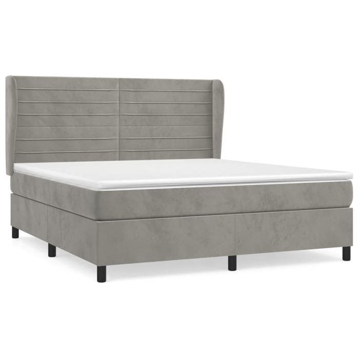 Sommier à lattes et matelas - Maison Exclusive - 160x200cm - Velours gris clair - Tête de lit réglable