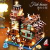 2000+PCS Micro Particle Building Block Fisherman s Hut Building Block Set Ocean Theme Fishing House Children s Toy Holiday Gift