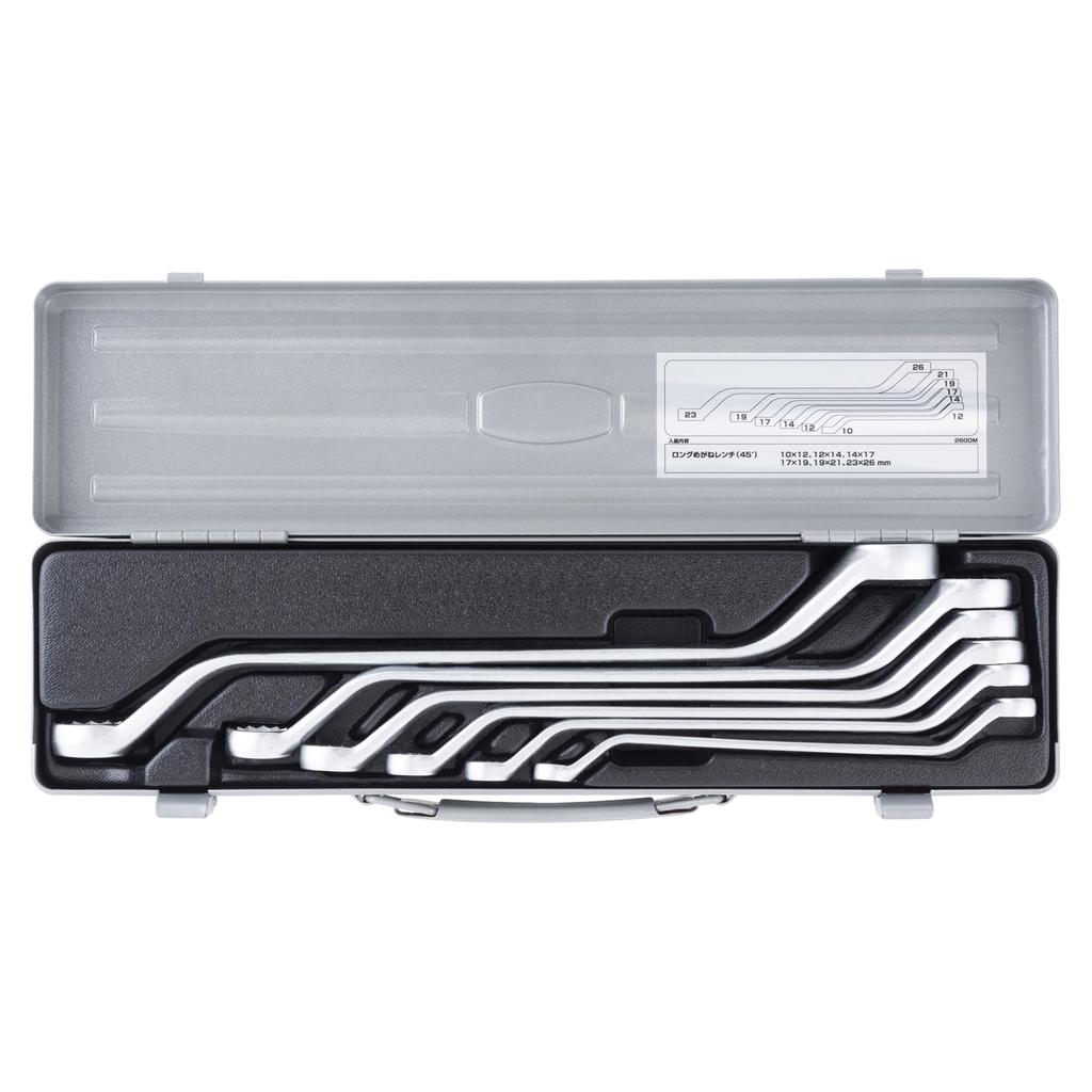 TONE Long Combination Wrench Set 2600M Silver (45°) (6 Pieces)