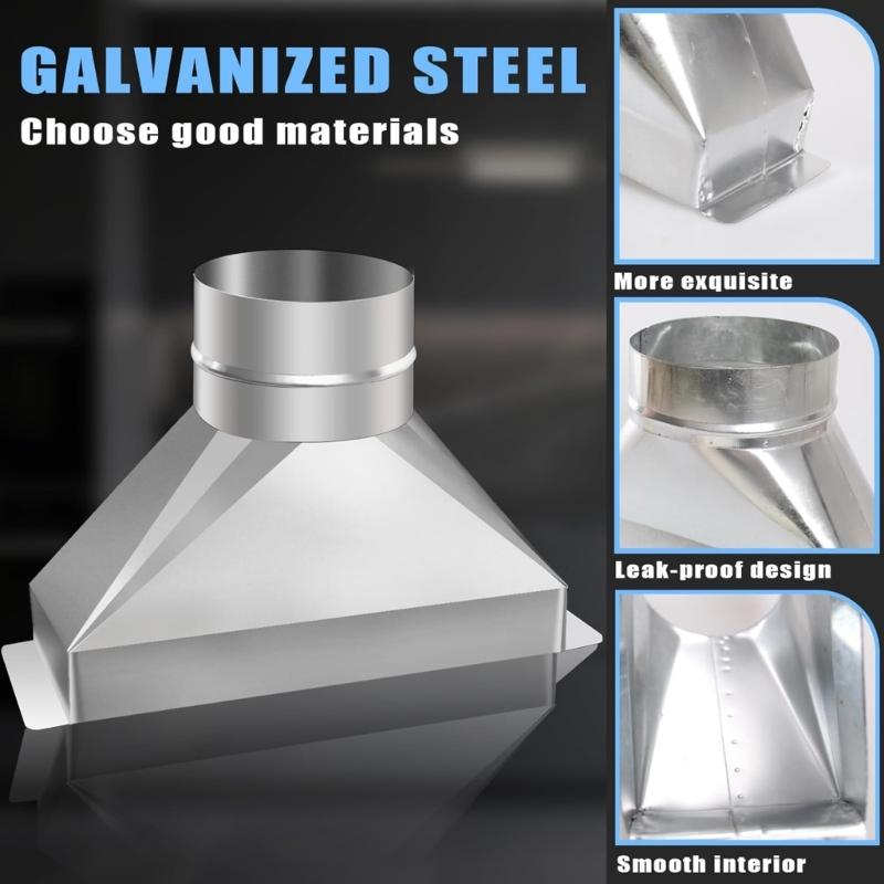 Steel Vent Transition Duct Round Exhaust Includes Installation Accessories Strong Rustproof Adapters for Microwave Use