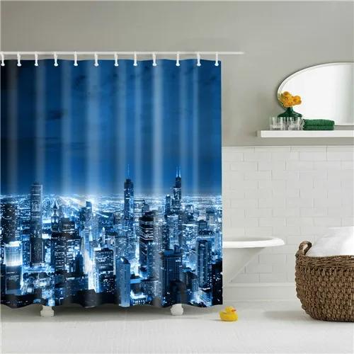 Modern Shower Curtains Bathroom Curtain Scenic City Beach Bath Curtain Frabic Waterproof Polyester With Hooks