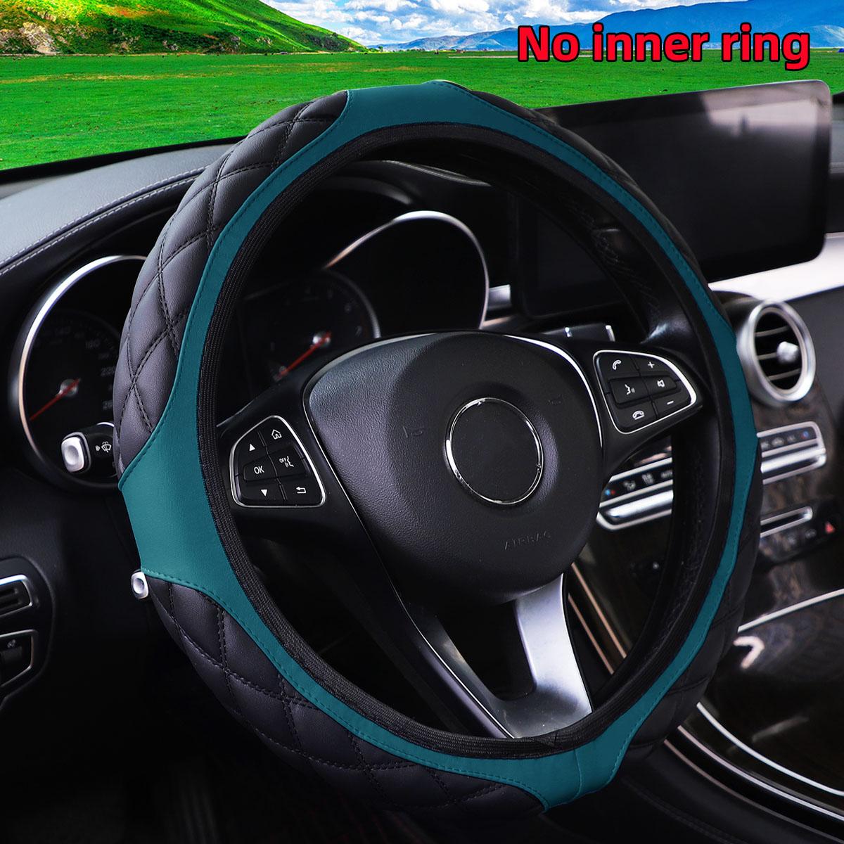 

PU leather three-dimensional embroidered elastic car steering wheel cover without inner ring suitable for 14.5-15 inches of auto