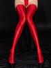 Sexy Women Oil Glossy Shiny High Cut Bodysuit Candy Color Sexy Tights Maid Sheer See Through Open Crotch Elastic Leotard