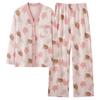 Damen Pyjama-Cardigan-Set aus reiner Baumwolle mit langen Ärmeln - Niedlich und locker für Frühling und Herbst