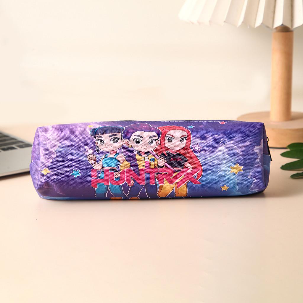Kpop Demon Hunters Pen Case Large Capacity Pu Storage Bag For Students And Office Use