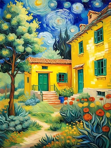 5D Diamond Painting House River Full Square Round Embroidery Fantasy Landscape Mosaic Home Decor