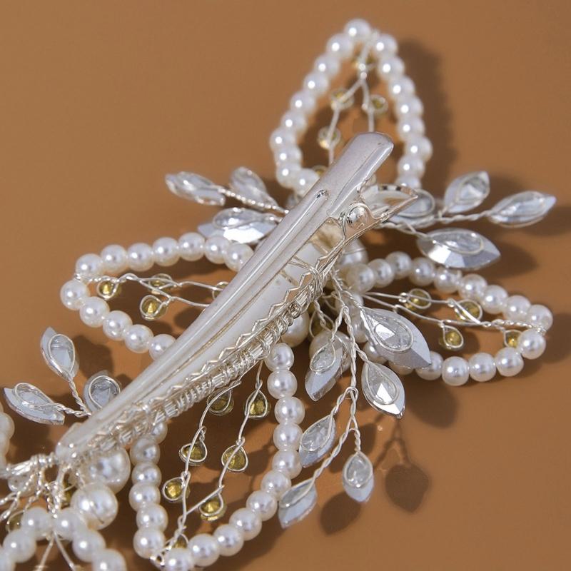 Elegant Rhinestones Pearls Hair Clip For Weddings Parties Formal Event Secure Nonslip Design Crystal Hairpin