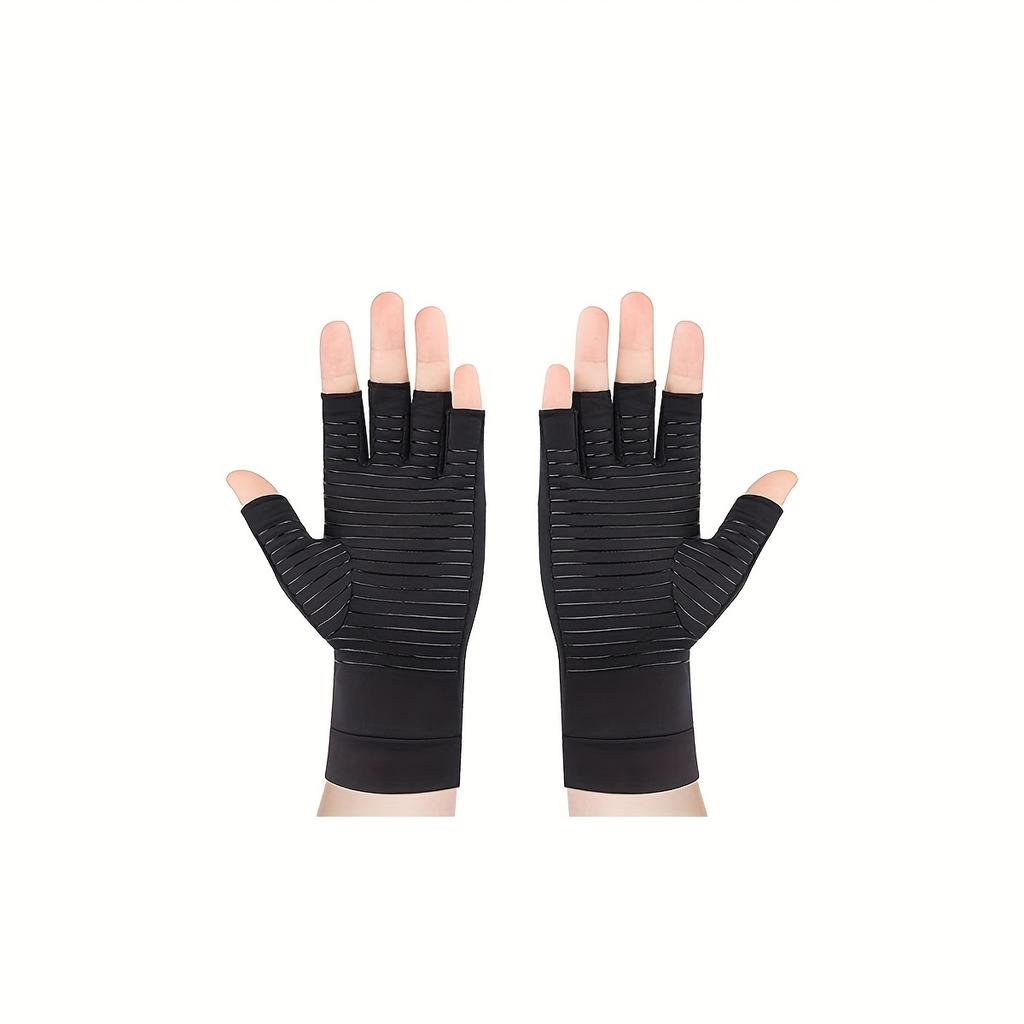 Unisex Half Finger Gloves, Copper Compression Gloves, For Hands Joint Support, Cycling, Biking, Driving, Exercise, Training & Fitness