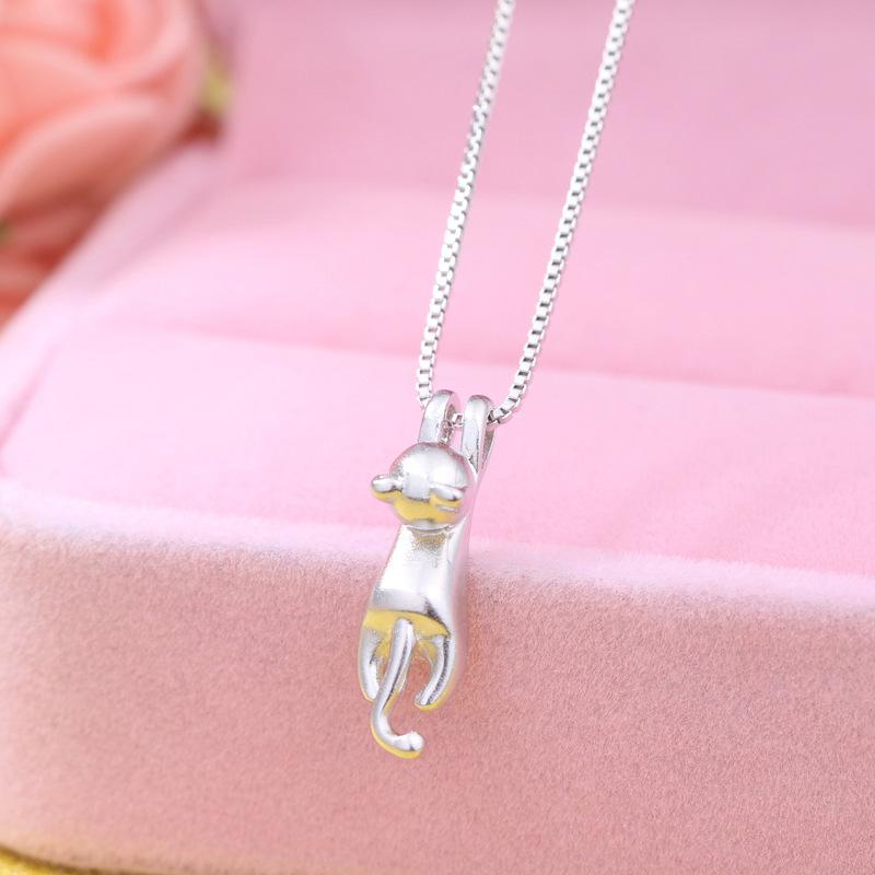 Vintage 925 Sterling Silver Cat Necklaces For Women Luxury Elegant Jewelry Choker Jewellery Money 925