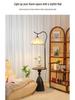 Retro American-Style Floor Lamp with Integrated Storage and Bedside Table Combo