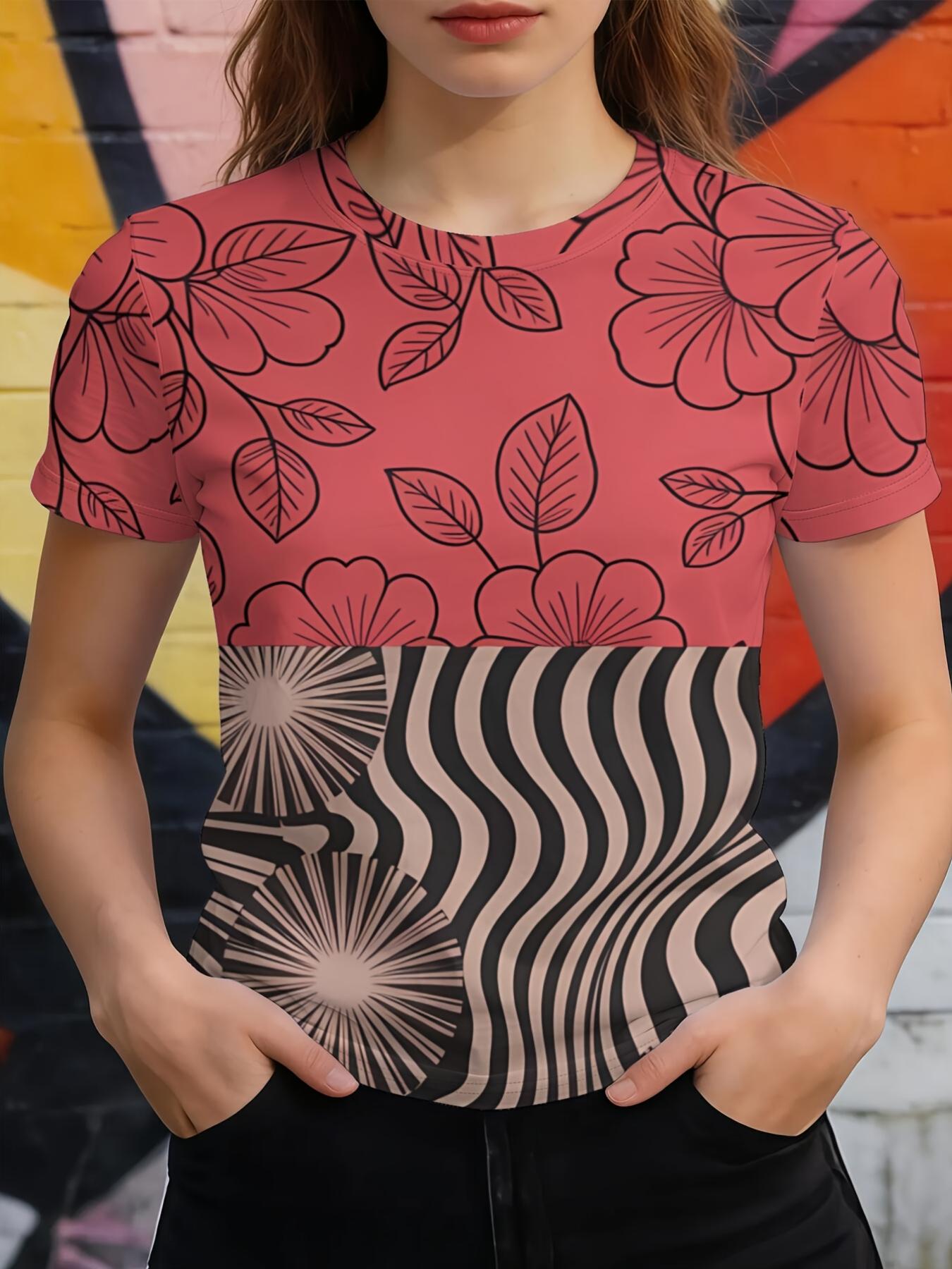 

Red; Wave Pattern SpringSummer New Trend Digital Print Casual Crew Neck T-Shirt Features a Stylish Crew Neck and Short Sleeve Design. Paired with an A XL дубильная кора