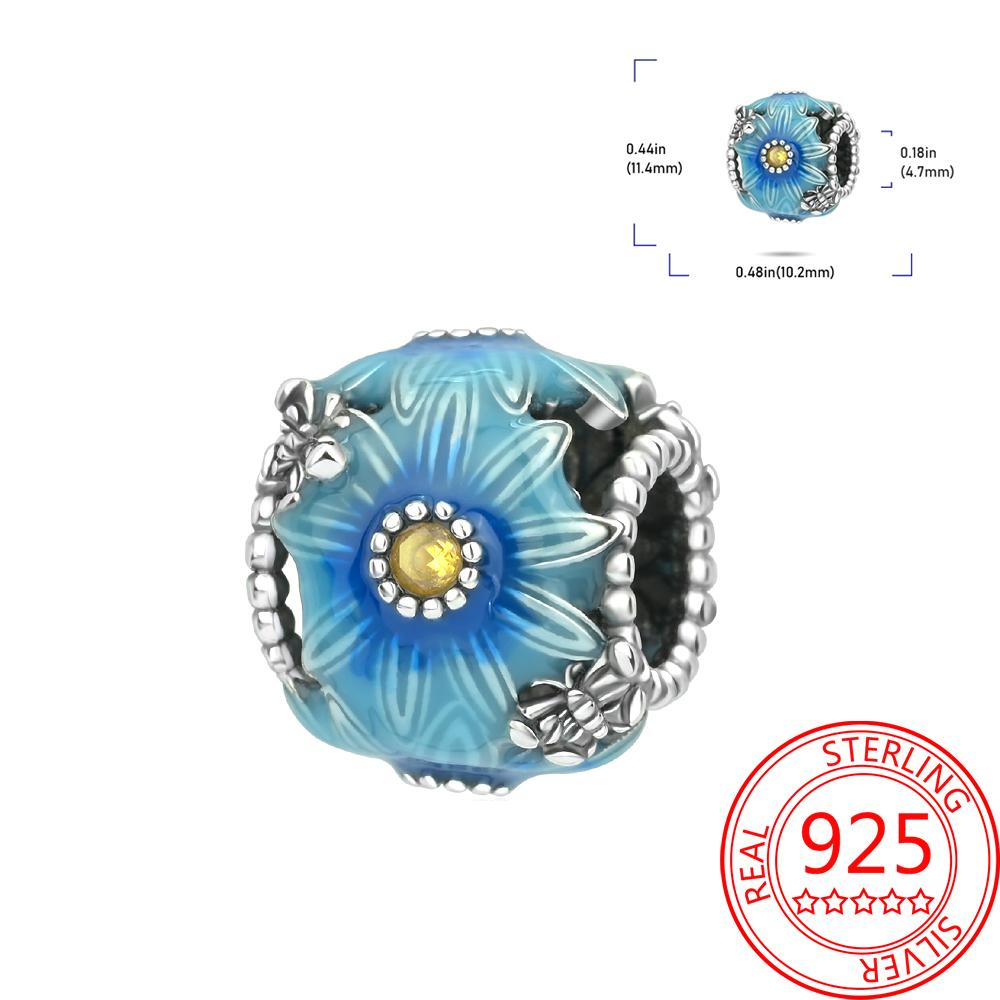 Authentic Original products Copper Metal Colorful tulip flowers animal Cow Pendant Bead Component Compatible With Bracelet High Quality Fine Jewelry