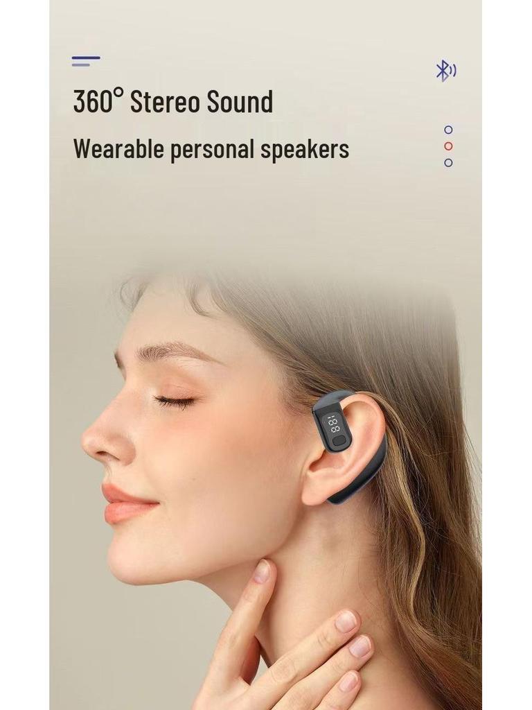 Universal Bluetooth Earphones: Over-Ear/In-Ear, Digital Display, Secure Fit for Sports, Suitable for Both Ears