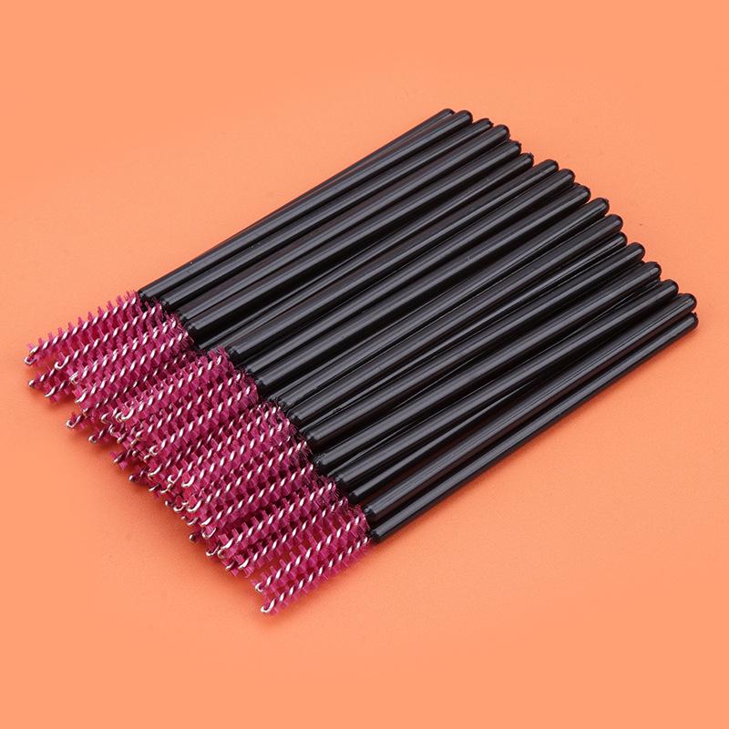 Straight Head Mascara Brush & Eyelash Curler Set - Disposable Spiral Rod with Crystal Eyebrow Comb