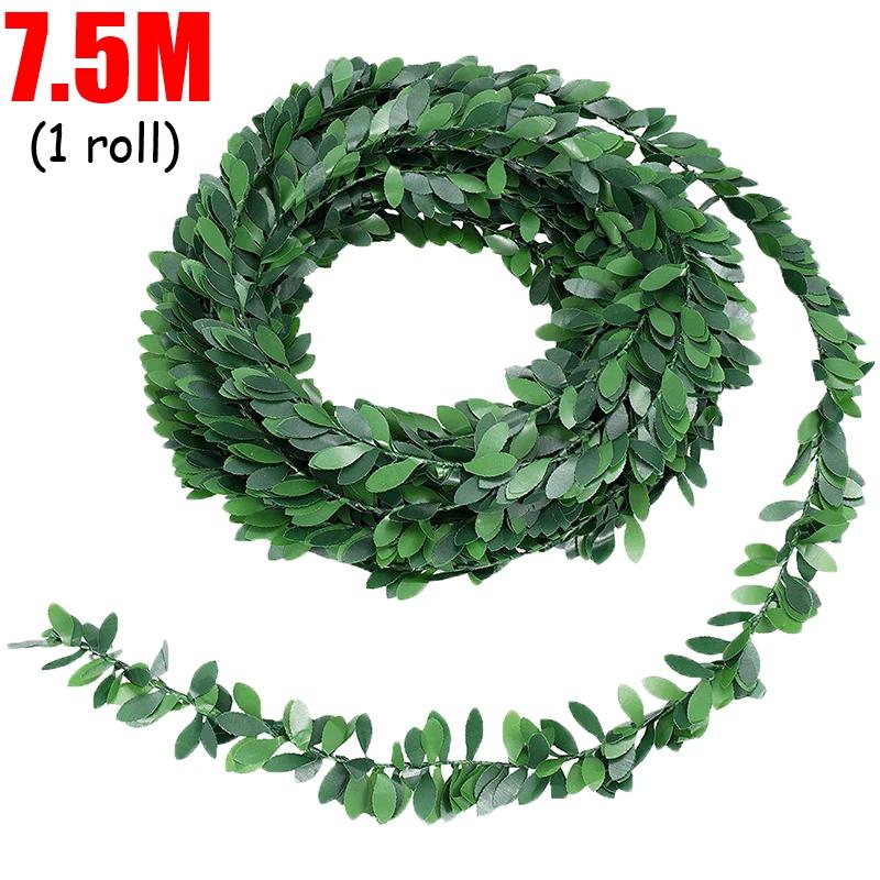 7.5/30M Artificial Ivy Plant Green Leaf Vine Iron Wire Wisteria Garland DIY Fake Leaves Creeper Hanging Leaves Home Garden Decor