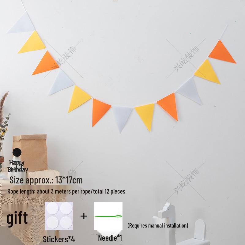 Yellow-Green Felt Pennant Bunting for Kids' Birthday or Kindergarten Decor