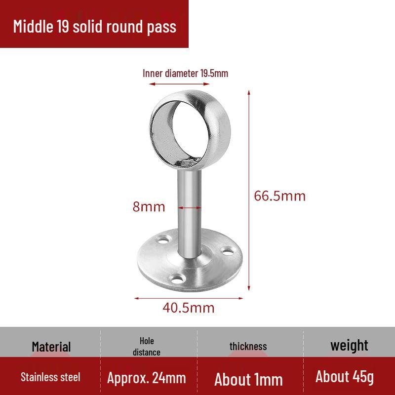Stainless Steel Round Flange Base Wardrobe Clothes Rail Holder and Towel Rack Fixing Accessories.