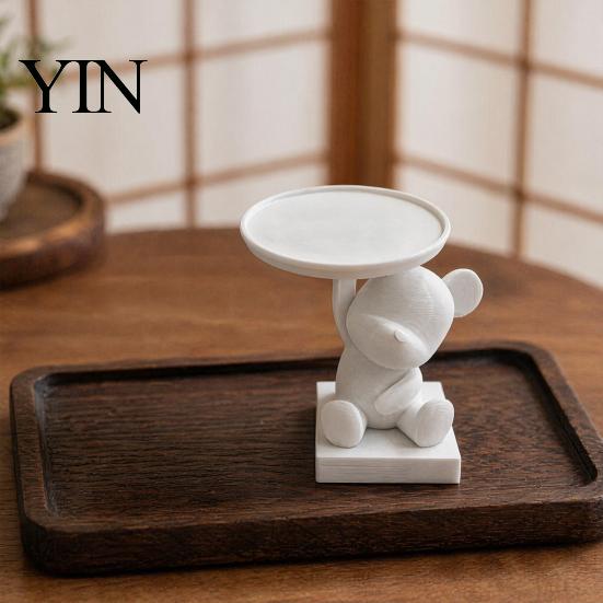 Matte Craft Storage Plate 3D Printed Polar Bear Tray, Cute Animal Ring Holder & Jewelry Dish, Small Item Tray Minimalist Desk Organizer for Keys Coins