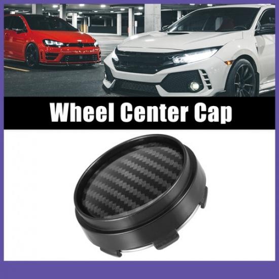 FOUR 63mm 66mm Wheel Center Hub Caps Covers Carbon Fiber Pattern Black Universal