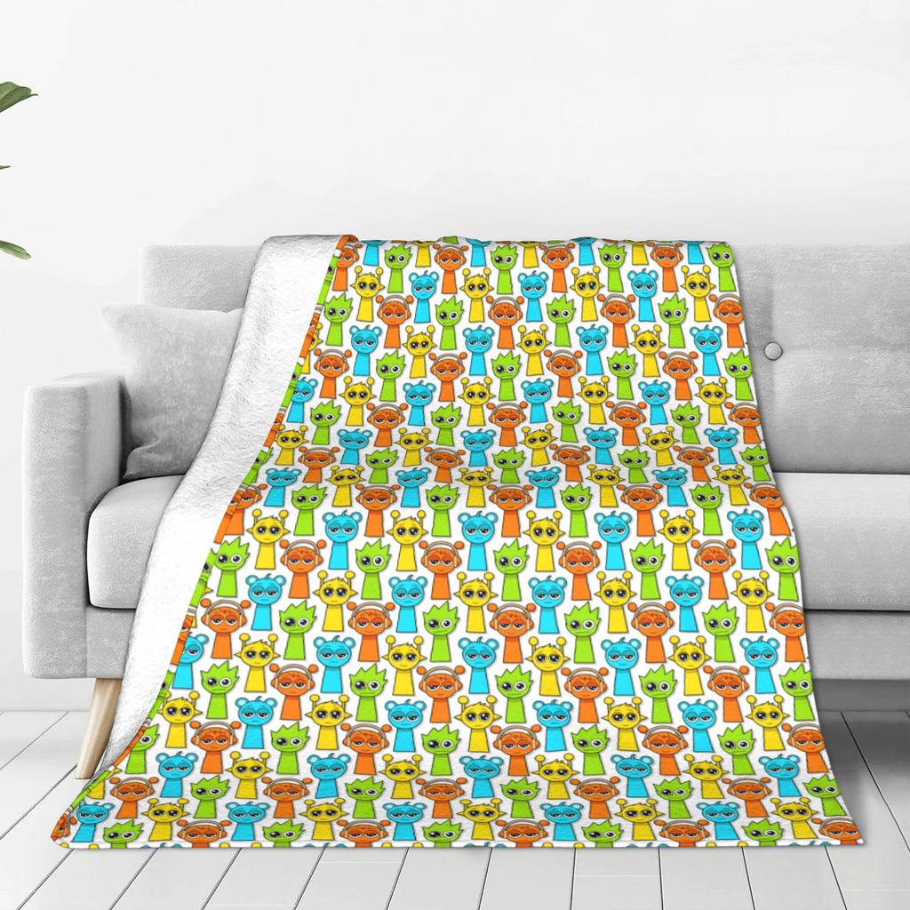Cartoon Sprunki Game Blanket Flannel Autumn/Winter  Breathable Ultra-Soft Throw Blankets for Home Office Plush Thin Quilt,
