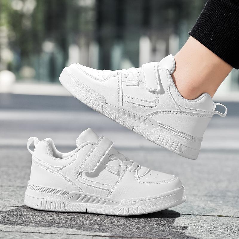 Children's Fashion Trend Velcro Thick Soled Casual Board Shoes Outdoor Casual Sports Shoes White Shoes
