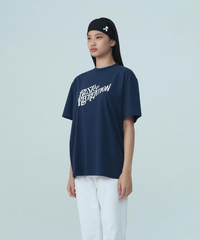 REST&RECREATION Oversized Wave Logo T-Shirt - Navy