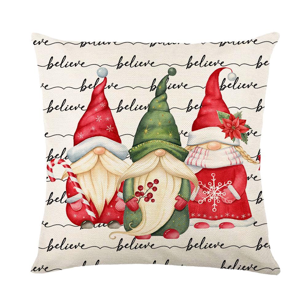 Home Decor Pillow Cover Christmas Holiday Linen Print Living Room Sofa Cushion Cover Bedroom Pillow Cover